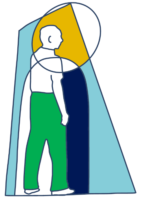 A person walking into a door