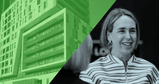 Jolene smiling and a picture of a building