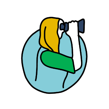 A woman looking through a binocular