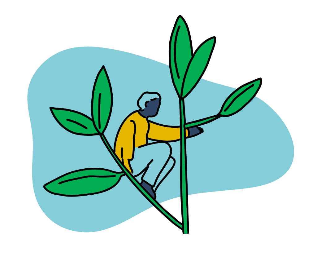 Leaves with a person sitting on it