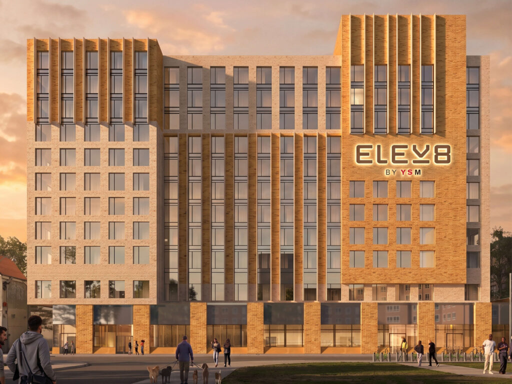 Rendering of ELEV8 by YSM, a 228-unit affordable housing development by Yonge Street Mission in Toronto.